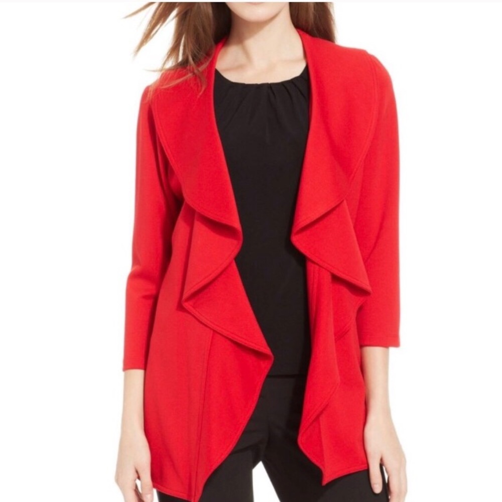 Calvin Klein Ruffle Red Blazer 6P - Picture 2 of 9